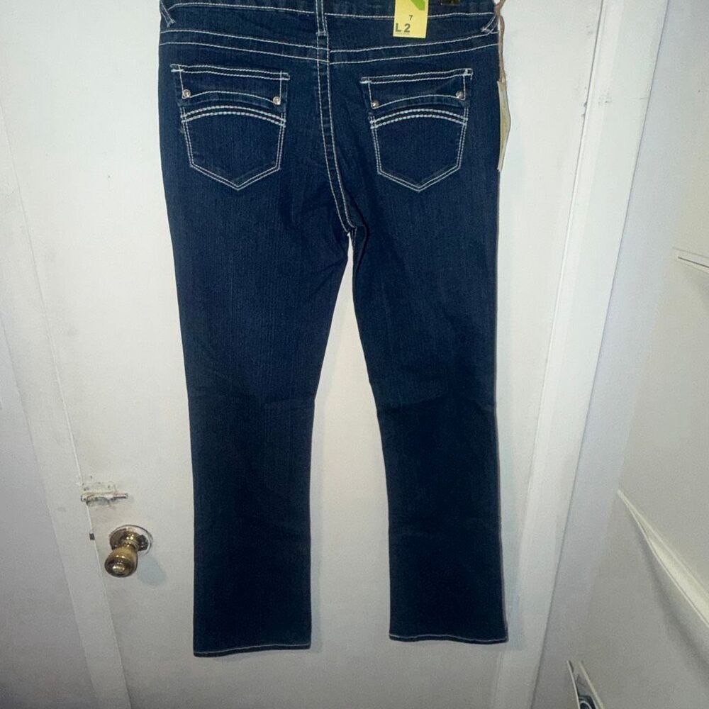 L2 JEANSWEAR Dark Denim Bootcut Y2K Embellished Pocket Jeans-7 NWT!
